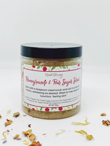 Pomegranate and Pear Sugar Scrub ~ Bath Blessing Exfoliating Body Buffing and Hydrating Essential Oil Moisturizer Scrub for Daily Body Care Visit the Bath Blessing Store